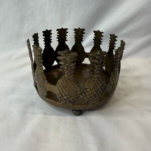 Vintage Solid Brass Footed Candle Pillar Brass Candle Riser Pineapple Design